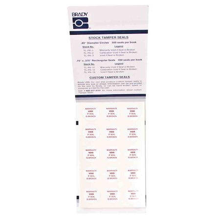 Brady Tamper Seal Label, WARRANTY VOID IF SEAL IS BROKEN, Vinyl, Red on White, 0.8in Dia, 300PK TL-PK-1